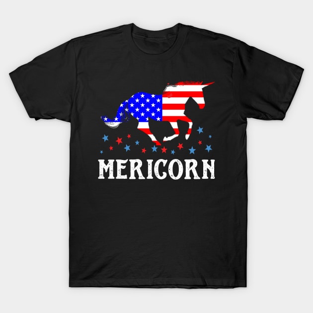 Mericorn American Flag Unicorn 4th Of July T-Shirt by Eugenex